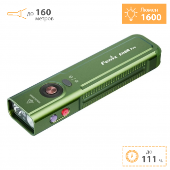 Фонарь FENIX E06R Pro зеленый 1600 люмен + Подарок